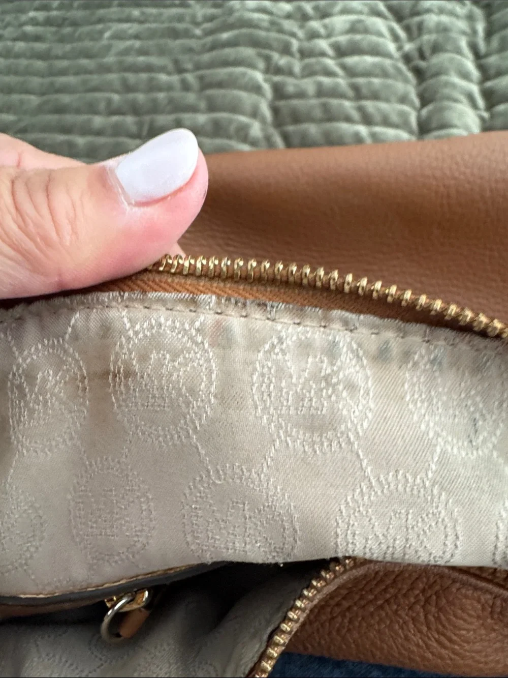 Michael Kors Cognac Pebbled Leather Bag with Gold Hardware